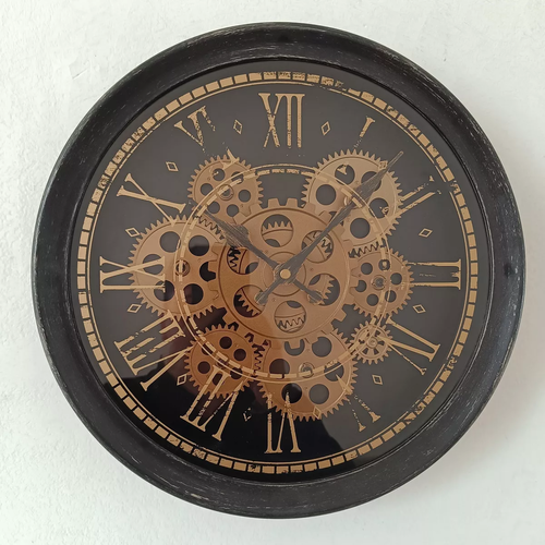 RELOJ DE PARED 46.3X37.7X39.6 CM, ELEMENTAL, EN COLOR CAFE - 1