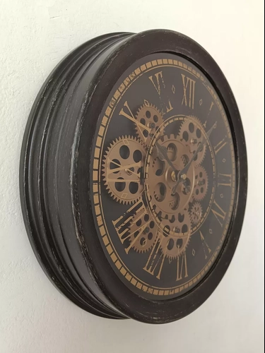 RELOJ DE PARED 46.3X37.7X39.6 CM, ELEMENTAL, EN COLOR CAFE - 2
