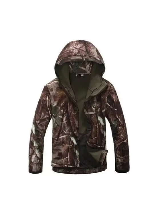 CHAQUETA SOFTSHELL TACTICA MILITAR CON CAPUCHA IMPERMEABLE, TALLA XL - 1
