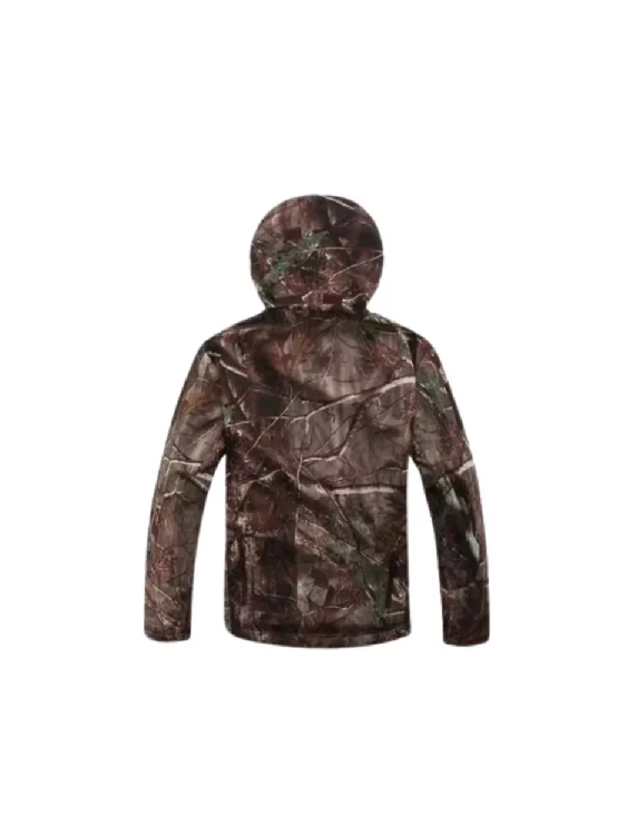 CHAQUETA SOFTSHELL TÁCTICA MILITAR CON CAPUCHA IMPERMEABLE, TALLA L - 2