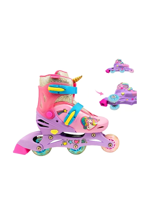 PATINES 2 EN 1, 3 RUEDAS TALLA 29 A 33, ROSADO - 2