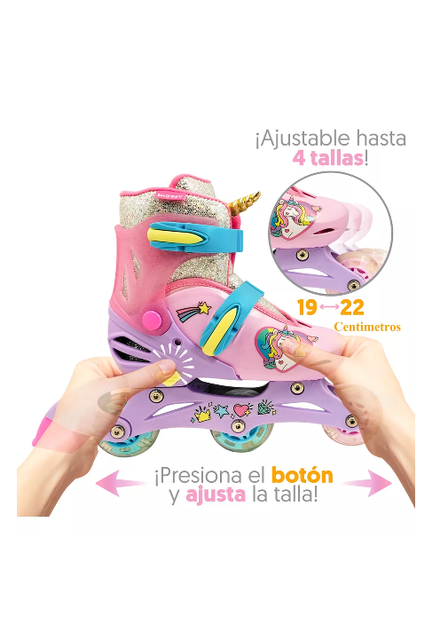 PATINES 2 EN 1, 3 RUEDAS TALLA 29 A 33, ROSADO - 5