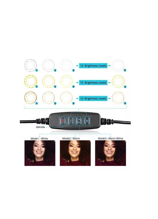 ARO DE LUZ LED + ESPEJO DE MAQUILLAJE + SOPORTE DE CELULAR 3EN1, ESTRUCTURA ROSA CLARO - 5