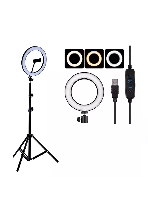 ARO RING LUZ LED SELFIE 26CM FLASH, TRÍPODE 2.10MTS TIKTOK - 4