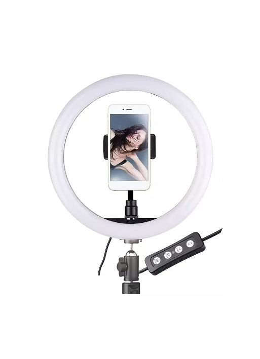 ARO DE LUZ LED GRANDE 31CM CON TRÍPODE 2.1M TIKTOK, ESTRUCTURA BLANCA - 2