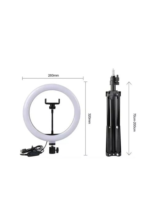 ARO DE LUZ LED GRANDE 31CM CON TRÍPODE 2.1M TIKTOK, ESTRUCTURA BLANCA - 4