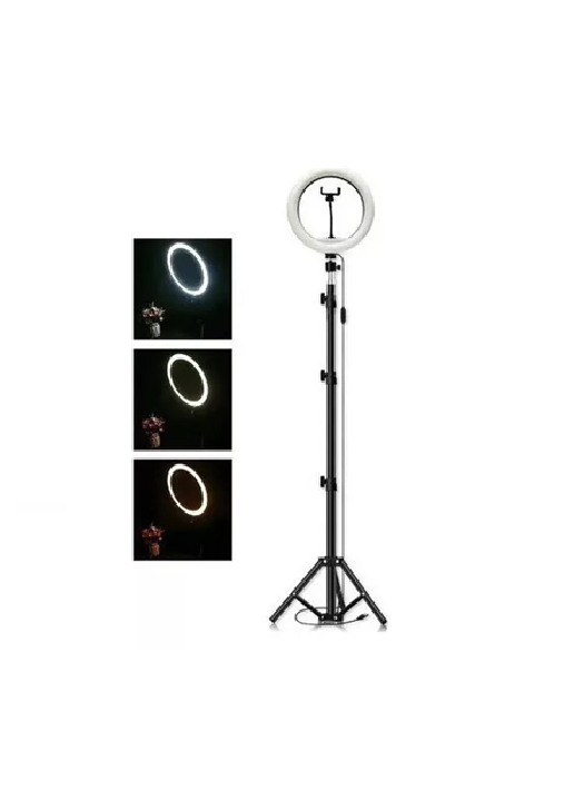 ARO DE LUZ LED GRANDE 31CM CON TRÍPODE 2.1M TIKTOK, ESTRUCTURA BLANCA - 5