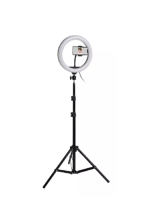 GENÉRICO ANILLO ARO LUZ LED FOTOGRAFÍA 26 CM + TRÍPODE AJUSTABLE, ESTRUCTURA NEGRA
