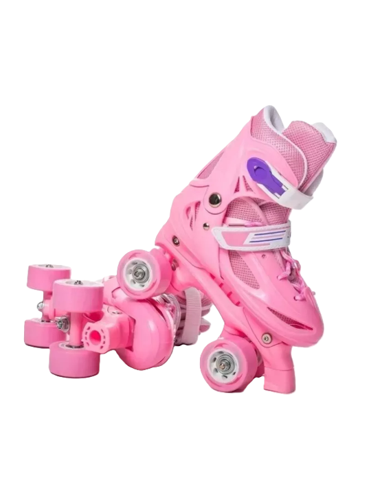 PATINES ROLLERS NIÑA MAS PROTECTORES Y CASCO TALLA M 25-29, ROSADO - 2
