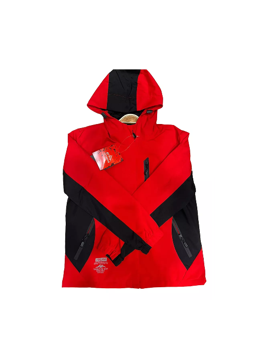 CHAQUETA CORTAVIENTO DEPORTIVA ULTRA LIVIANA MICROPOLAR EN COLOR ROJO, TALLA XS - 1