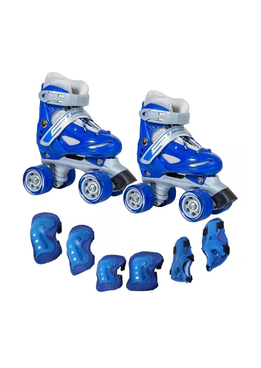 PATIN 4 RUEDAS + SET PROTECCION TALLA 33-36, AZUL - 3