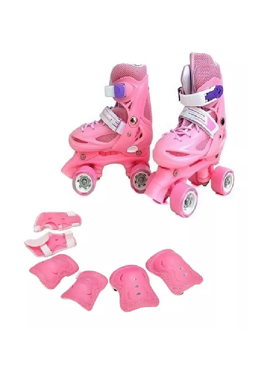 PATIN 4 RUEDAS + SET PROTECCION TALLA 33-36, ROSADO - 3