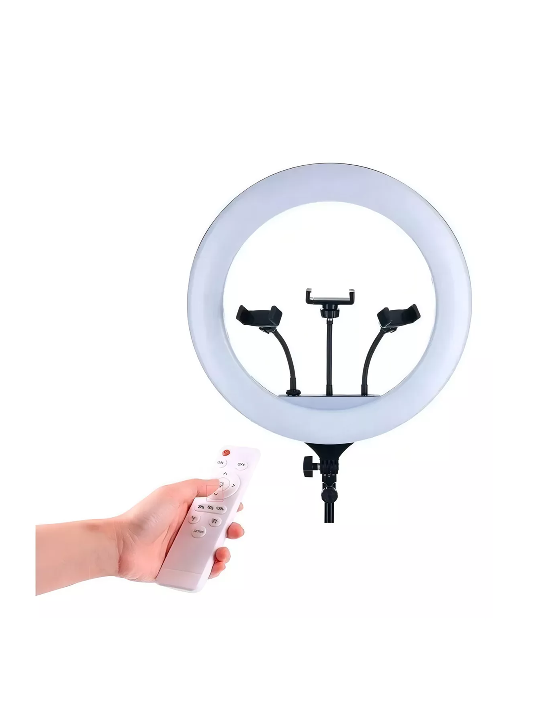 ARO DE LUZ LED 56CM PROFESIONAL CON TRÍPODE 2.10M Y CONTROL REMOTO, ESTRUCTURA NEGRA - 2