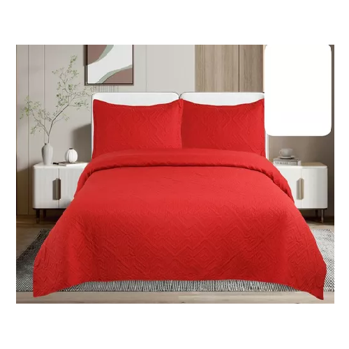 CUBRECAMA DE VERANO 1.5 PLAZAS + 1 FUNDA COBERTOR, COLOR EN COLOR ROJO - 1