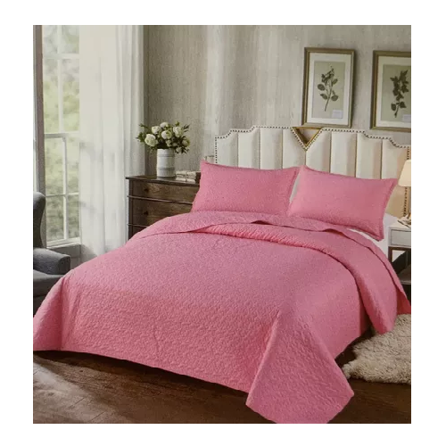 CUBRECAMA DE VERANO 1.5 PLAZAS + 1 FUNDA COBERTOR, COLOR ROSADO - 1