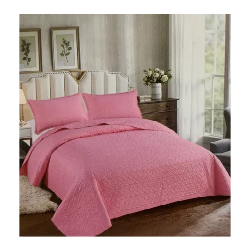 CUBRECAMA DE VERANO 1.5 PLAZAS + 1 FUNDA COBERTOR, COLOR ROSADO - 2