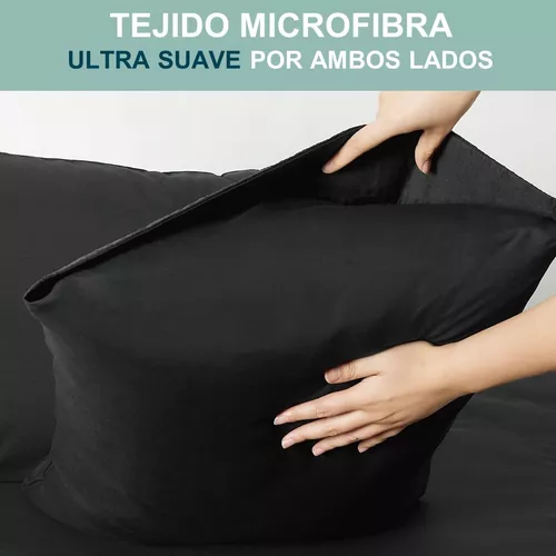 SÁBANAS 300 HILOS, 1.5 PLAZAS + FUNDA ALMOHADA, COLOR EN COLOR NEGRO - 6