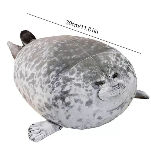 PELUCHE DE FOCA GUATONA, BONITA, CÓMODA Y SUAVE, 30 CM, COLOR GRIS - 2