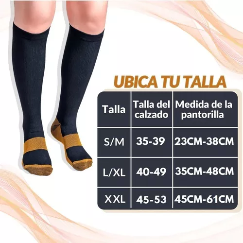PACK DE 3 MEDIAS DE CALCETINES DE FIBRA DE COBRE, COMPRESIÓN PARA VARICES, COLOR NEGRO - 3