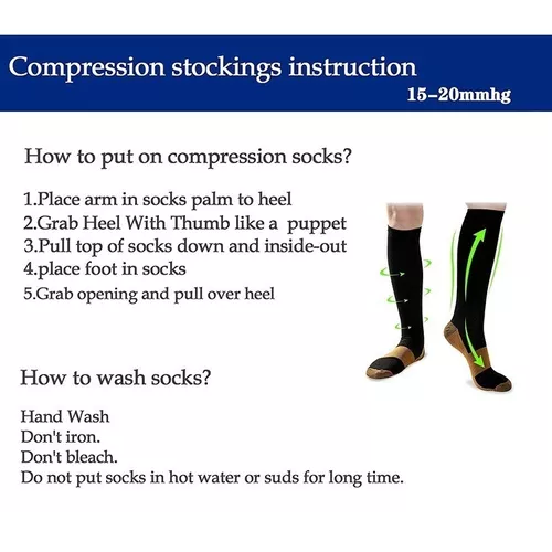 PACK DE 3 MEDIAS DE CALCETINES DE FIBRA DE COBRE, COMPRESIÓN PARA VARICES, COLOR NEGRO - 4