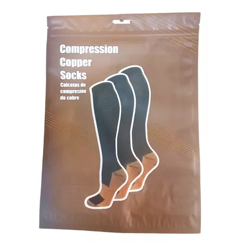 PACK DE 3 MEDIAS DE CALCETINES DE FIBRA DE COBRE, COMPRESIÓN PARA VARICES, COLOR NEGRO - 5
