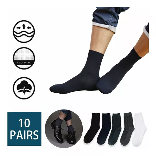 CALCETAS DEPORTIVAS PARA HOMBRE, 100% ALGODÓN, PACK DE 10 PARES, COLOR NEGRO - 3