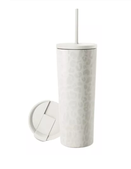 VASO TÉRMICO MUG LH 700 LT, ACERO INOXIDABLE, BLANCO LEOPARDO - 1