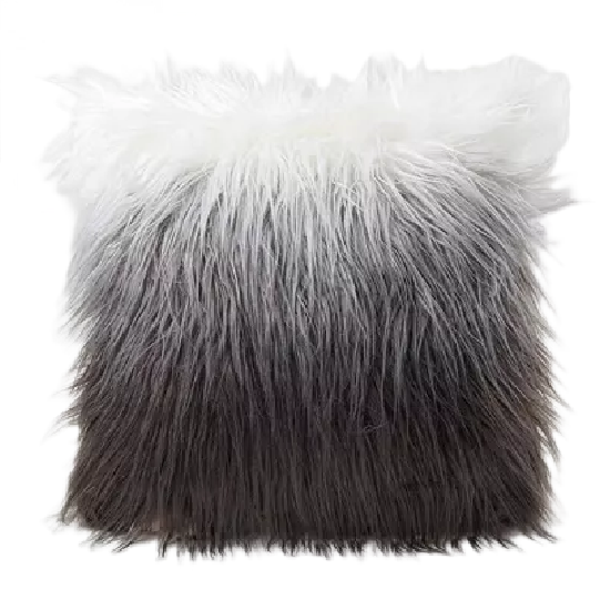 FUNDAS DE COJÍN PELUDITAS 45X45 CM COLOR GRIS CON EN COLOR BLANCO - 1