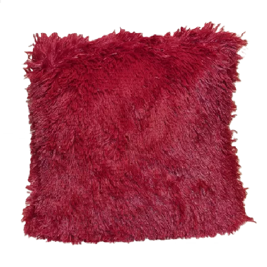 FUNDAS DE COJÍN PELUDITAS 45X45 CM COLOR BURDEOS - 1