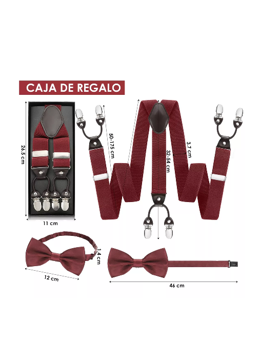 SUSPENSOR HUMITA EN CAJA TIRANTES HOMBRE AJUSTABLE ELASTICO, EN COLOR CAFE - 6