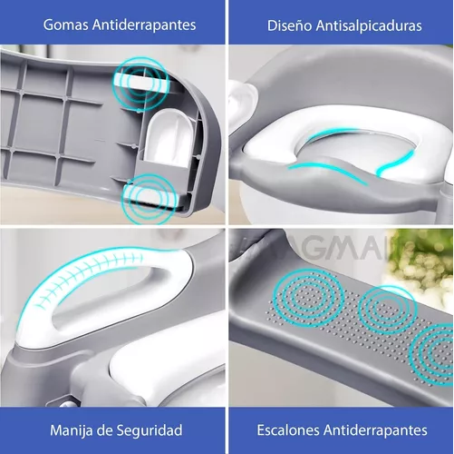 PELELA ASIENTO ADAPTADOR CON ESCALERA PARA INODORO WC, 3 EN 1 PARA NIÑOS - 4