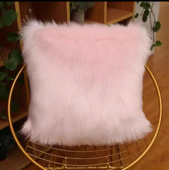 FUNDAS DE COJÍN PELUDITAS 45X45 CM COLOR ROSA - 2