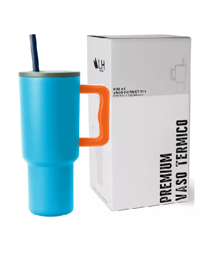 VASO TÉRMICO MUG, 900 LT, ACERO INOXIDABLE, COLOR AZUL - 2