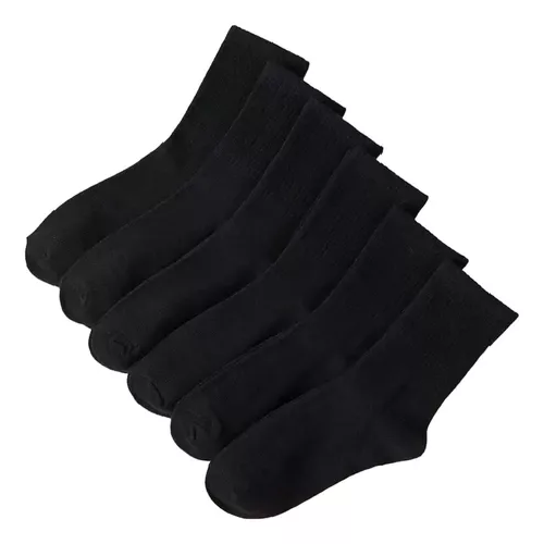 PACK DE 12 PARES DE CALCETINES LARGOS NEGROS, LISOS, DE BAMBÚ, TALLA 39-44 - 1