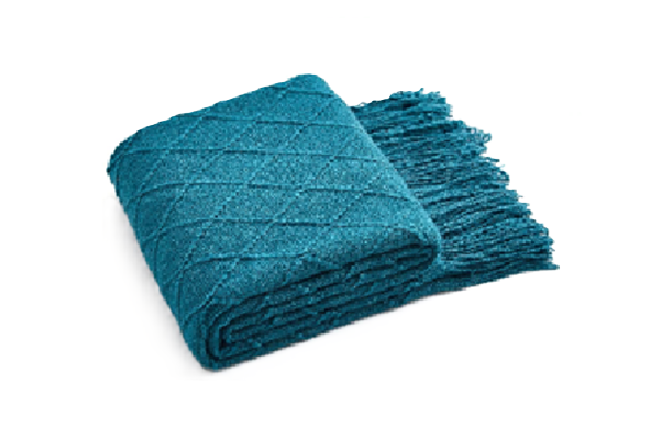 MANTA DECORATIVA TEJIDA PARA SILLON, PIECERA O CAMA COLOR VERDE OSCURO - 1
