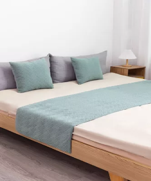 PIECERA DE CAMA TERCIOPELO PLUSH KING + 2 FUNDAS 70X210 CM COLOR AGUA - 2