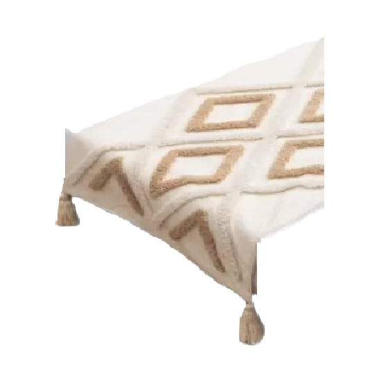 PIECERA PIE DE CAMA BOHO BORDADA CAMA KING Y 2 PLAZAS DISEÑO 5 COLOR EN COLOR BLANCO - 1