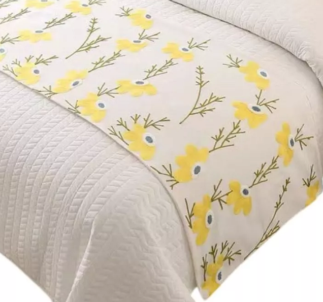PIECERA BORDADA PARA CAMA SIN FUNDAS DE COJÍN DISEÑO 7 COLOR CREMA - 2