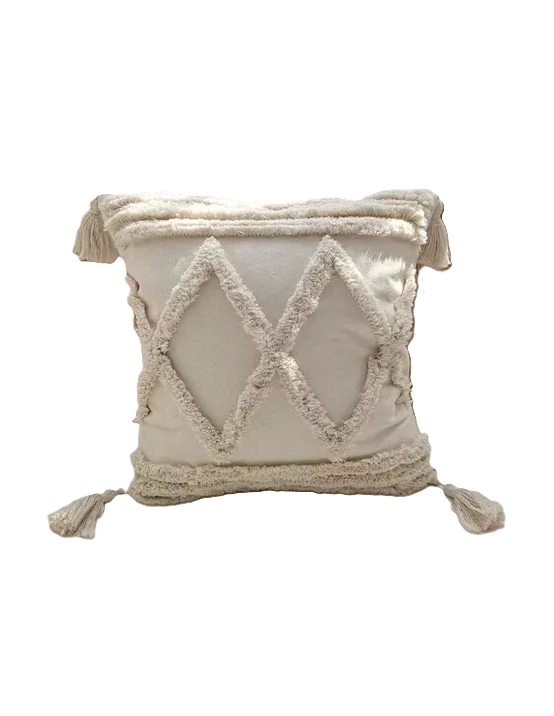 PIECERA DE CAMA DISEÑO BOHO 2P Y KING + FUNDAS DECORACIÓN BOHO COLOR CREMA - 1