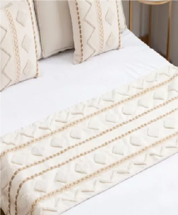 PIECERA DE CAMA DISEÑO BOHO 2P Y KING + FUNDAS DECORACIÓN BOHO CLÁSICO 3 COLOR CREMA - 2