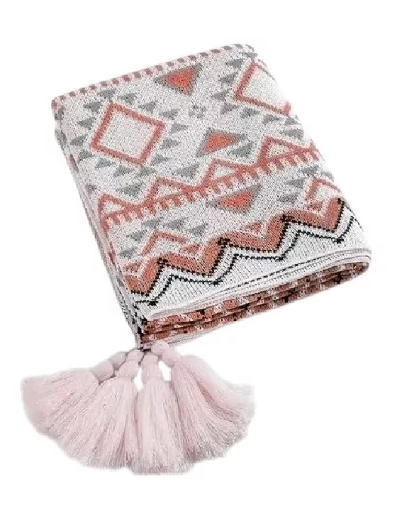 MANTA DECORATIVA TEJIDA PARA SILLÓN, PIECERA O CAMA BOHEMIA MULTICOLOR - 1