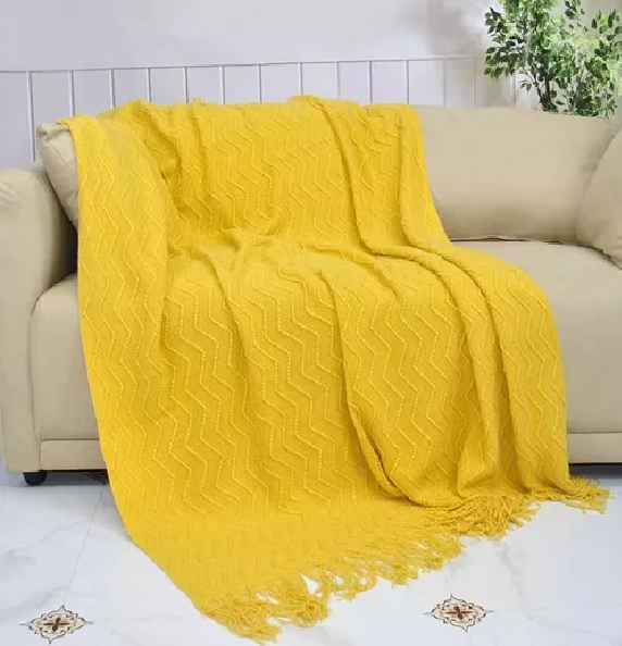 PIECERA DE CAMA MANTA SOFA GRUESO 500G COLOR EN COLOR AMARILLO - 2