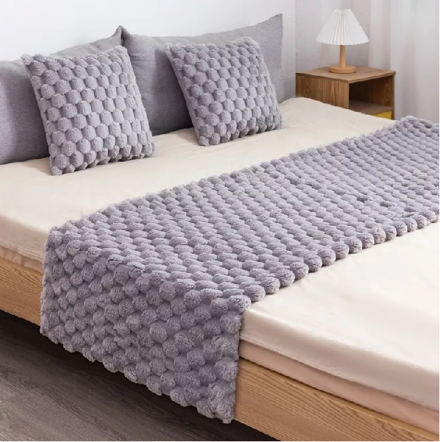 PIECERA 70X190 CM + 2 FUNDAS 45X45 CM PLUSH PELUDITA KING COLOR GRIS CLARO - 2