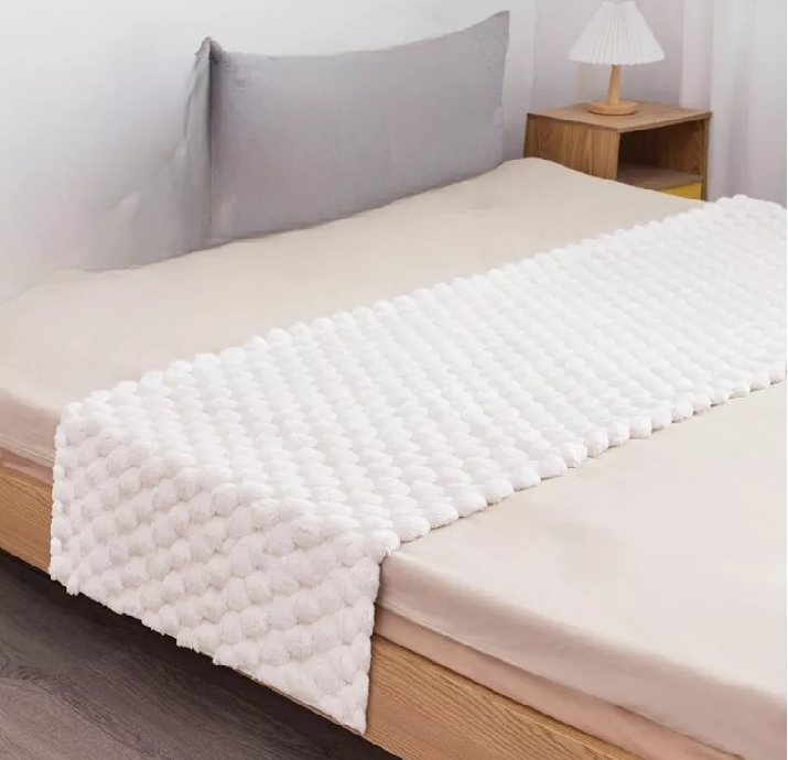 PIECERA PLUSH PELUDITA 2 PLAZAS O KING 70X190 CM COLOR EN COLOR BLANCO - 2