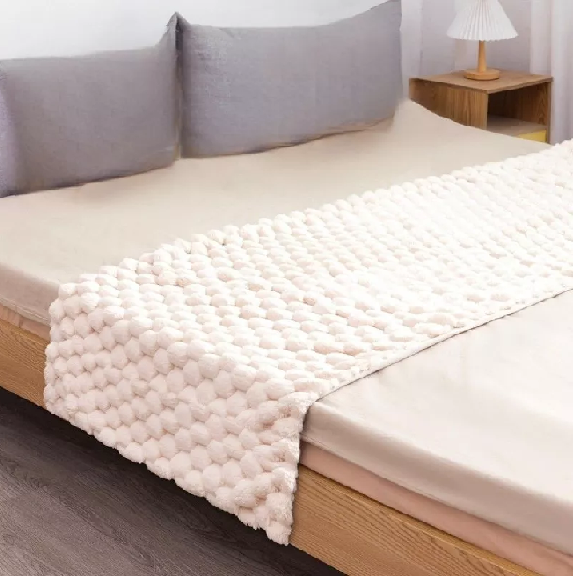 PIECERA PLUSH PELUDITA 2 PLAZAS O KING 70X190 CM COLOR CREMA - 2