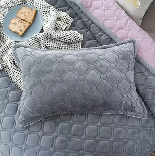 FUNDAS DE ALMOHADAS CON DISEÑO GAMUZA 50X75 CM COLOR GRIS - 3