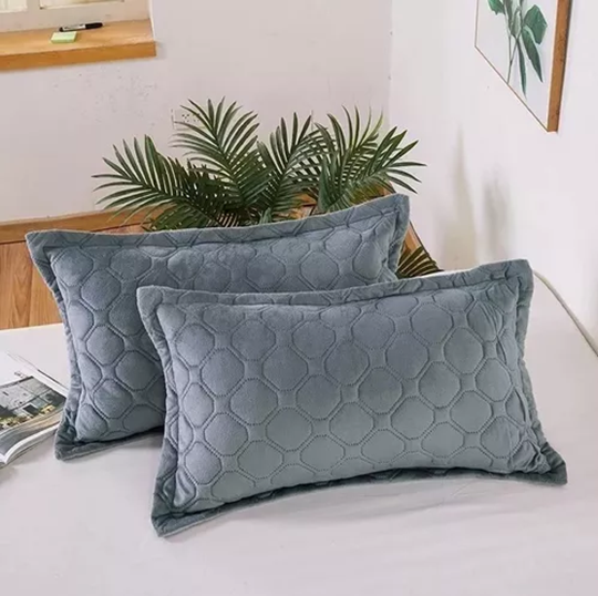 FUNDAS DE ALMOHADAS CON DISEÑO GAMUZA 50X75 CM COLOR GRIS - 4