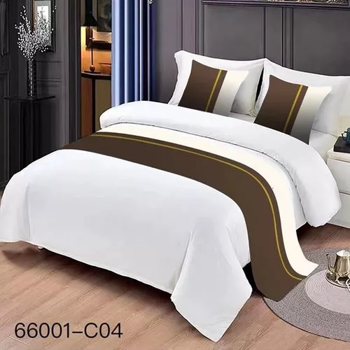 PIECERAS PARA CAMA DECORATIVA 60X200 CM + 2 FUNDAS 45X45 DISEÑO 4 COLOR EN COLOR CAFE - 2