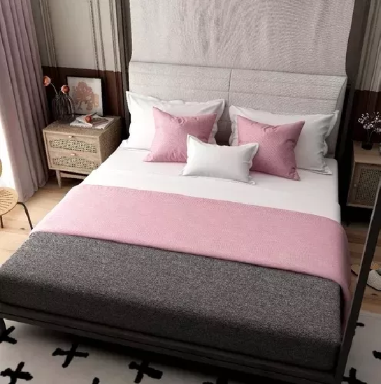 PIECERA 60X220 CM + 2 FUNDAS PARA CAMA GRUESA COLOR PALO ROSA - 3