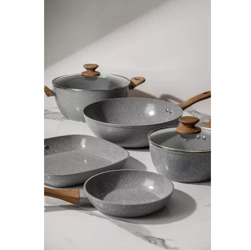 BATERÍA DE COCINA DE 5 PIEZAS, ANTIADHERENTE, CERÁMICA MARMOLADA - 1